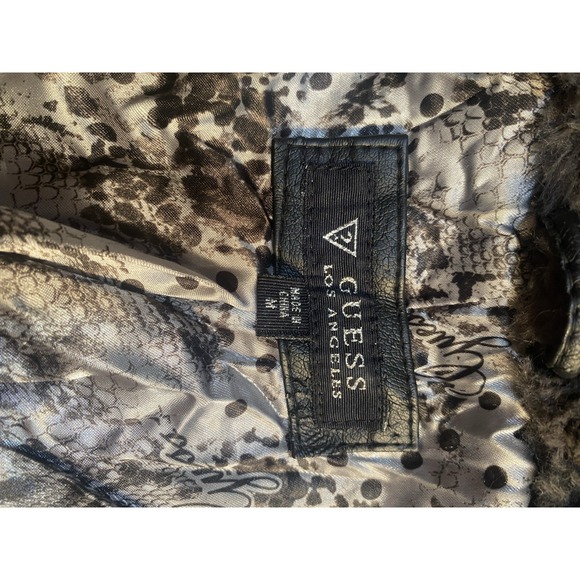 GUESS Women's Faux Leather/fur Jacket Black/Silver, Size M Moto/Tapered Style - Picture 5 of 11
